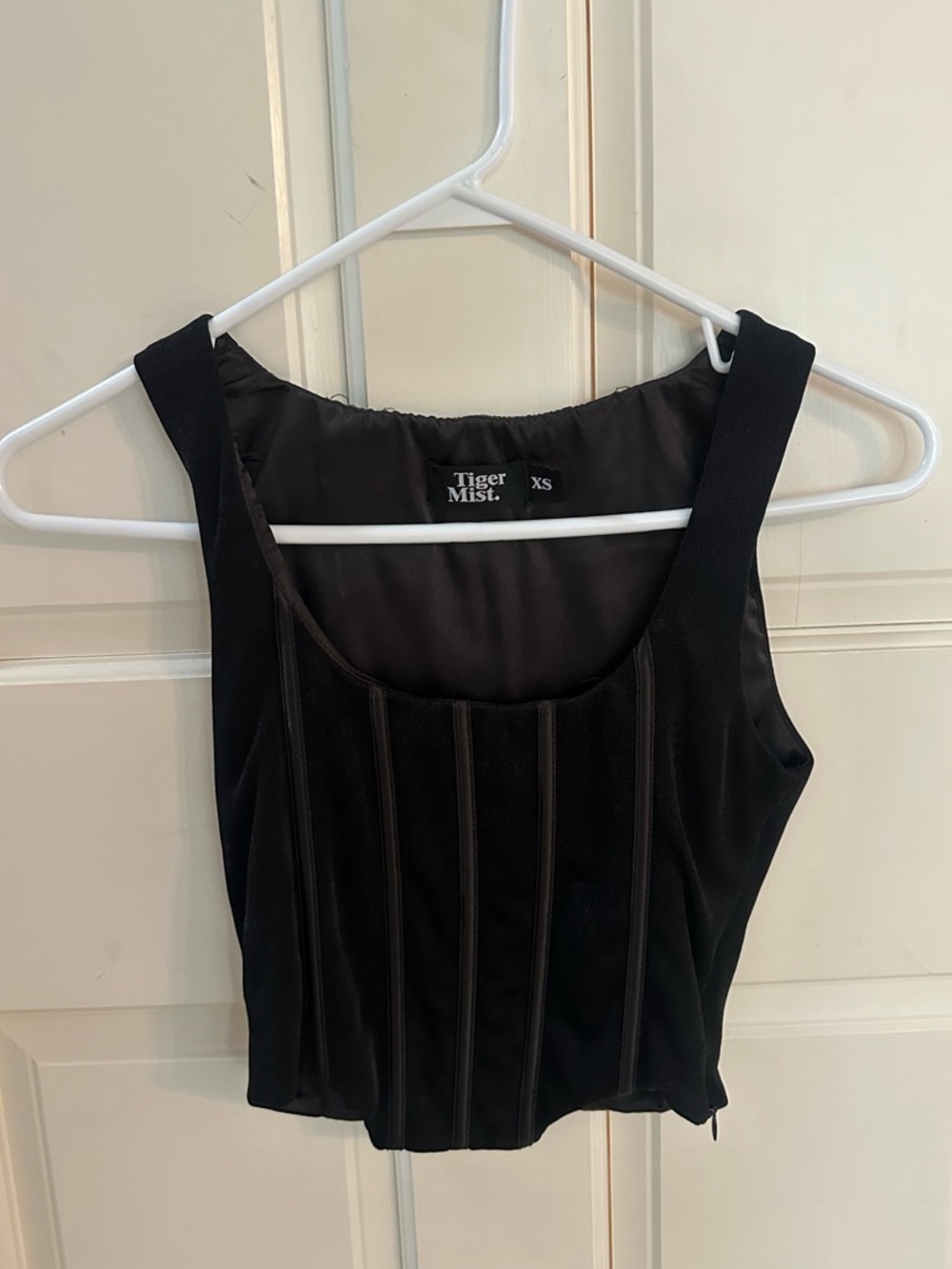 Tiger Mist Black Corset Crop Top with Wide Straps